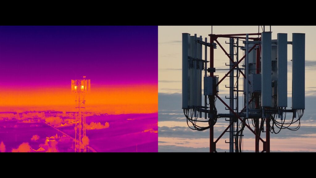 Inspekcja techniczna wieży telekomunikacyjnej z drona DJI Matrice 4T – obraz termowizyjny i RGB